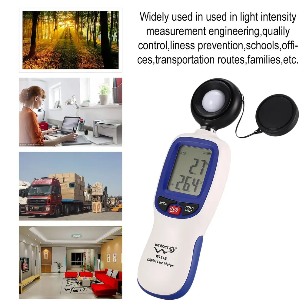 WINTACT WT81B Цифровой Люксметр Bluetooth Мини Измеритель освещенности ручной Lux тестер