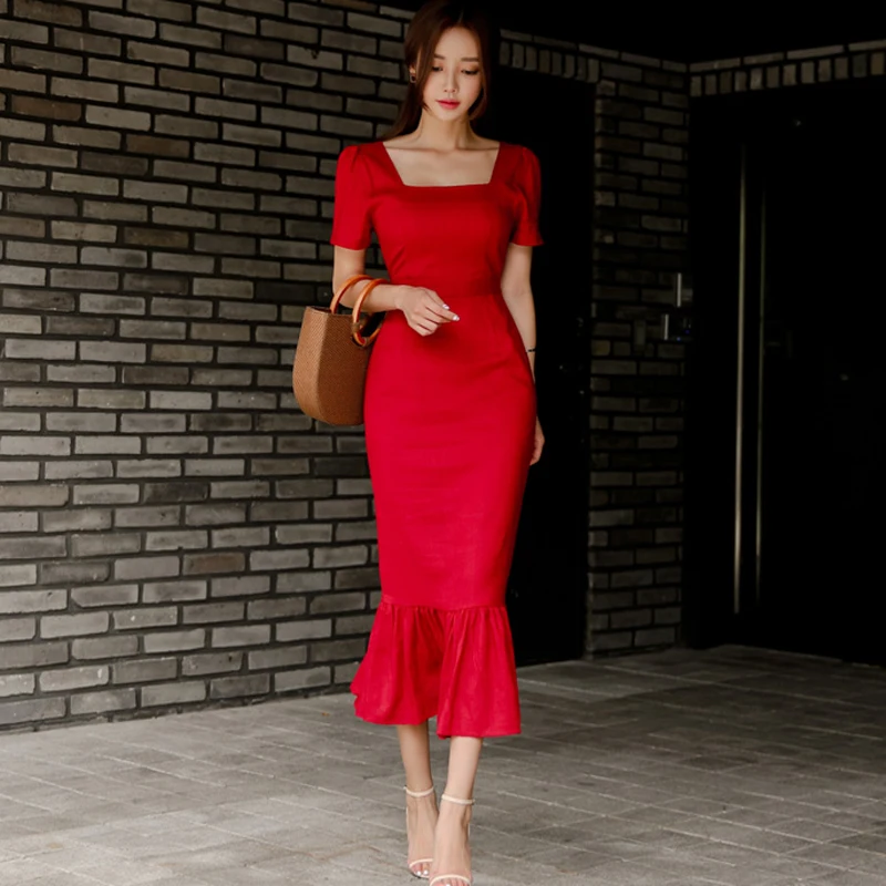 Летняя одежда 2018 офисное дамское темпераментное платье с коротким рукавом и