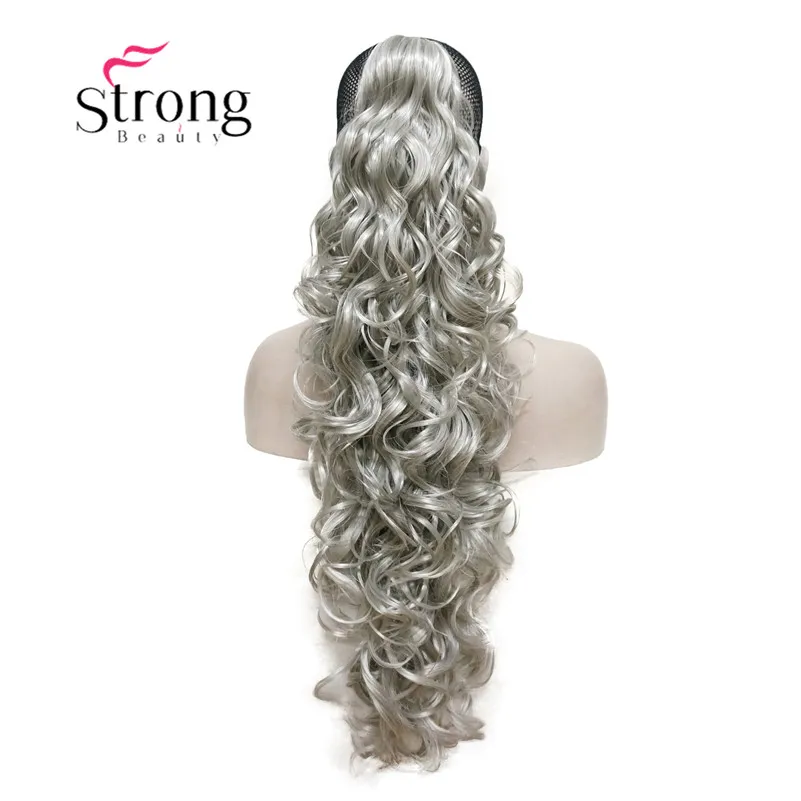 StrongBeauty, 32 дюйма, кудрявые синтетические накладные волосы на заколках, на завязках, конский хвост, синтетические накладные волосы, 270 г, с зажимом челюсти/когтя - Цвет: 51