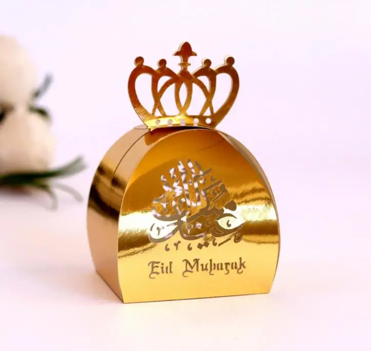 20 шт Золотой Серебряный Eid Мубарак черный полый Подарочная коробка для конфет