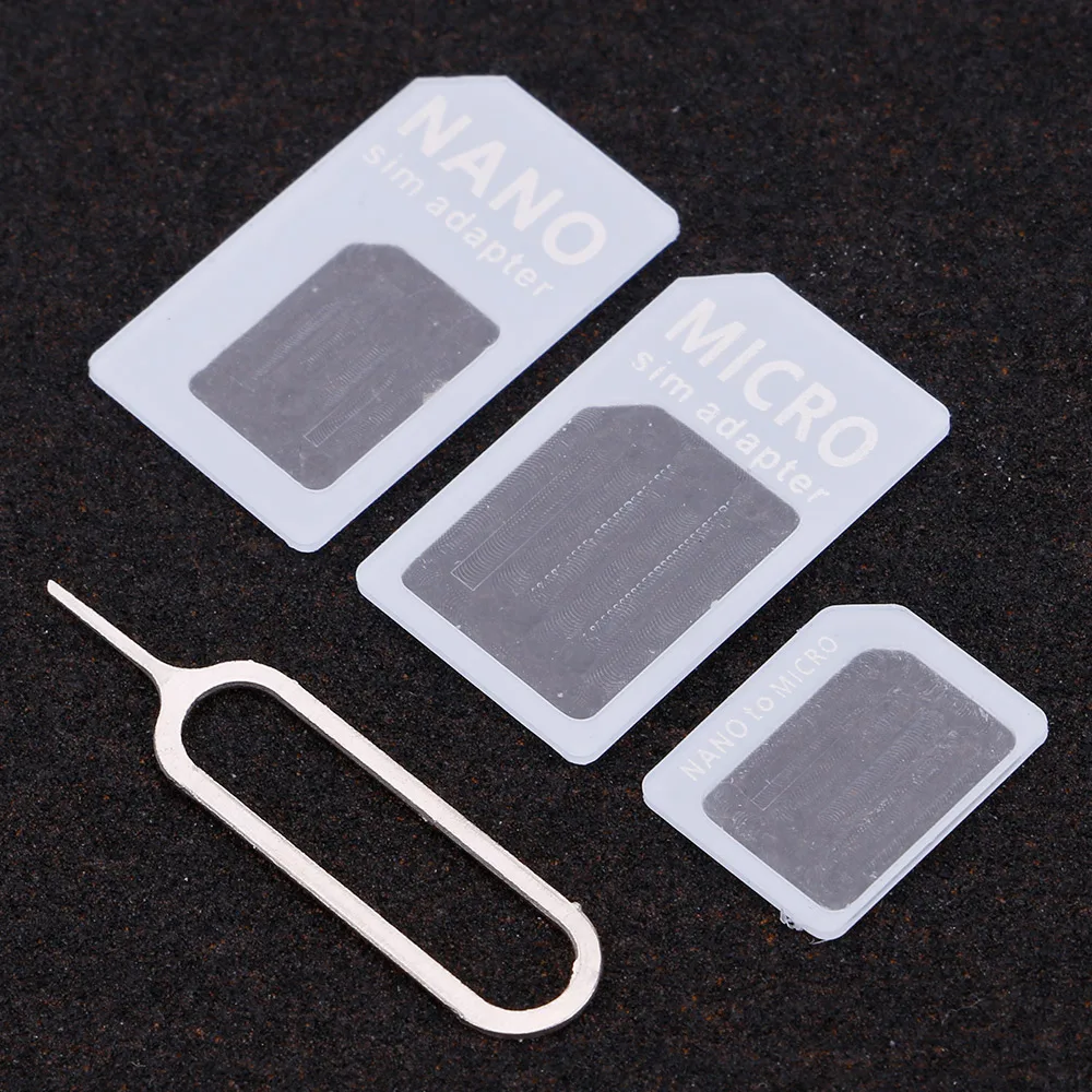 3 шт./лот 4 в 1 Nano Micro Sim карта адаптер конвертер набор с Pin для iPhone samsung белый