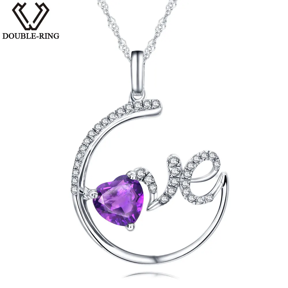 Женская подвеска с аметистом в виде сердца серебро 925 пробы карата|jewelry heart