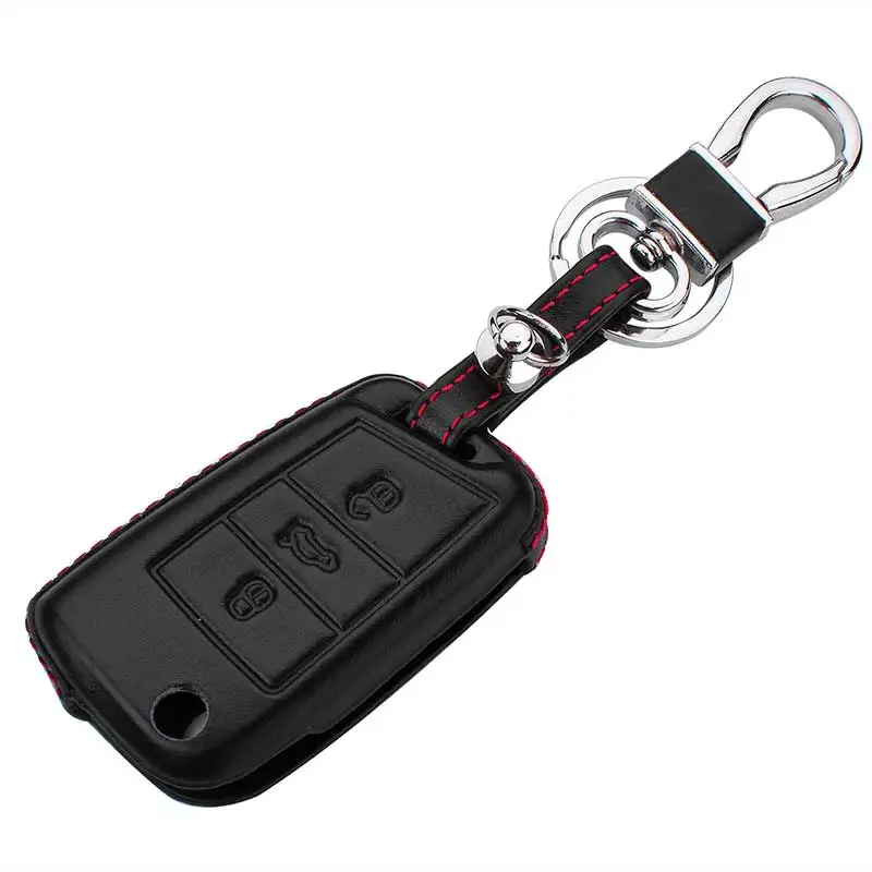 Кожаный чехол для ключей VW Polo Golf 7 Tiguan Skoda Octavia Kodiaq Karoq SEAT Ateca Leon Ibiza 2015 2016 2017|Футляр