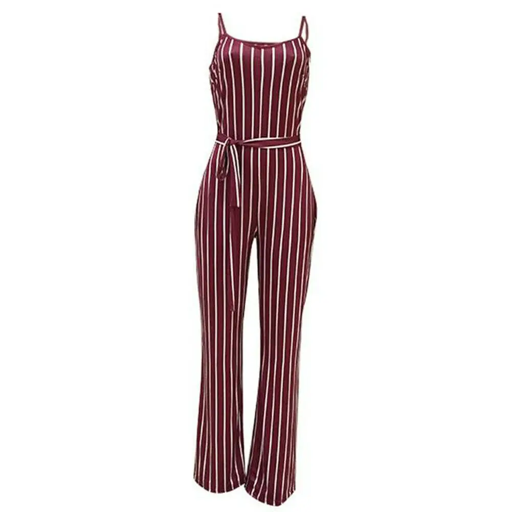Женский комбинезон в полоску вечерние длинные брюки без рукавов широкая повязка