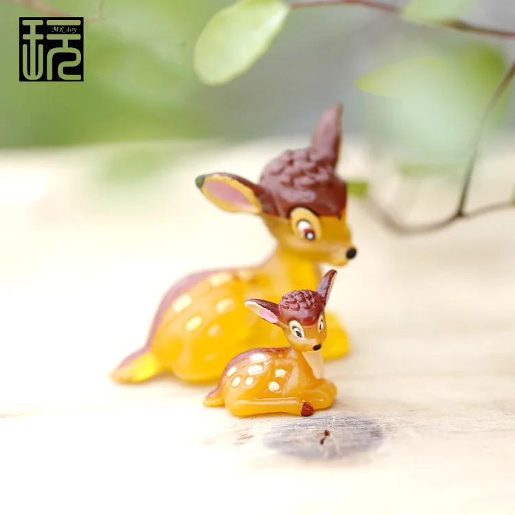 Мультяшный срезанный олень семья мини Сказочный Сад миниатюра DIY Кукольный