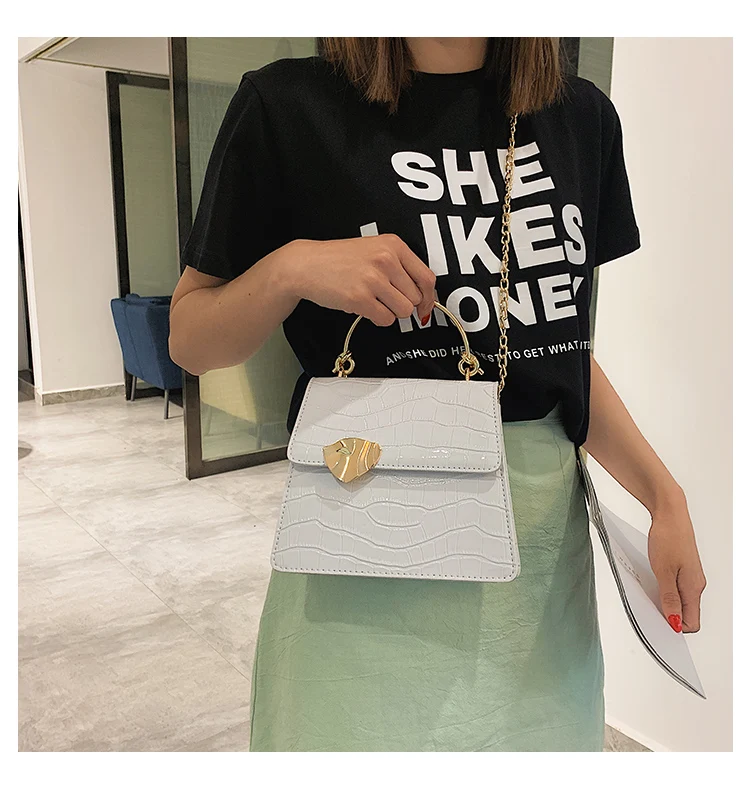 Elegant Female Stone Pattern Tote bag New High Quality PU Leather Women's Designer Handbag Chain Shoulder Messenger Bag