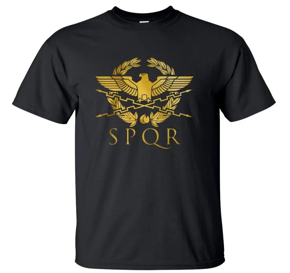 Spqr Римский гладиатор Imperial Golden Eagle Tee Мужские Повседневное короткий О-образным