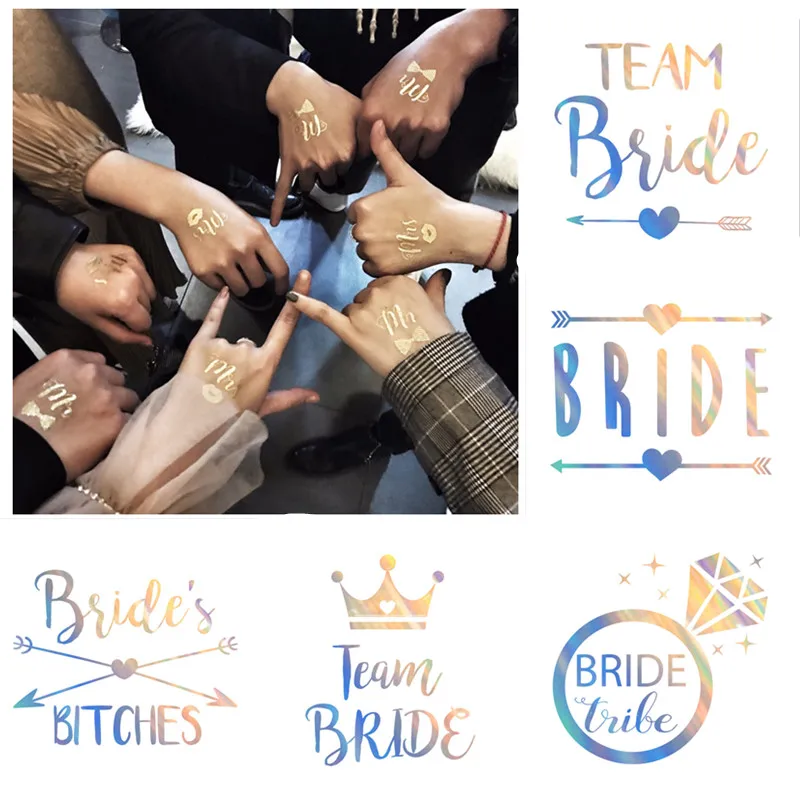 10 шт. временные тату наклейки Team Bride|Украшения своими руками для вечеринки| |