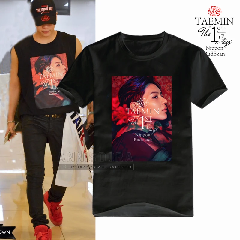 Футболка с коротким рукавом и логотипом SHINee TAEMIN | Мужская одежда