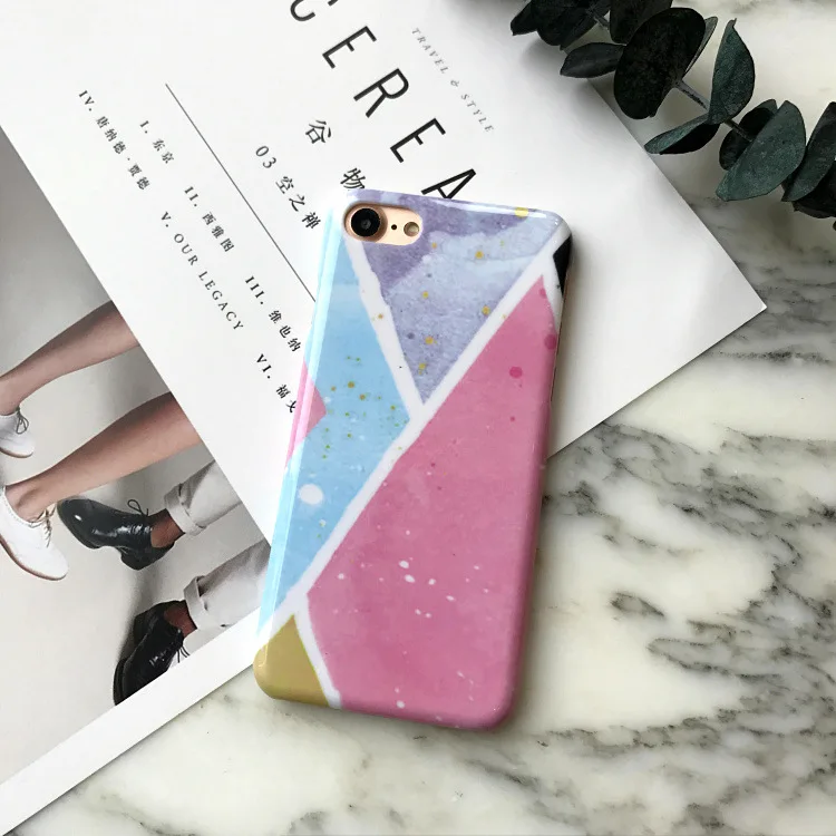 Fashion Marble Phone case For iPhone 7 6 6S Plus geometric lines PC Hard Cover Back Capa Coque Fundas | Мобильные телефоны и