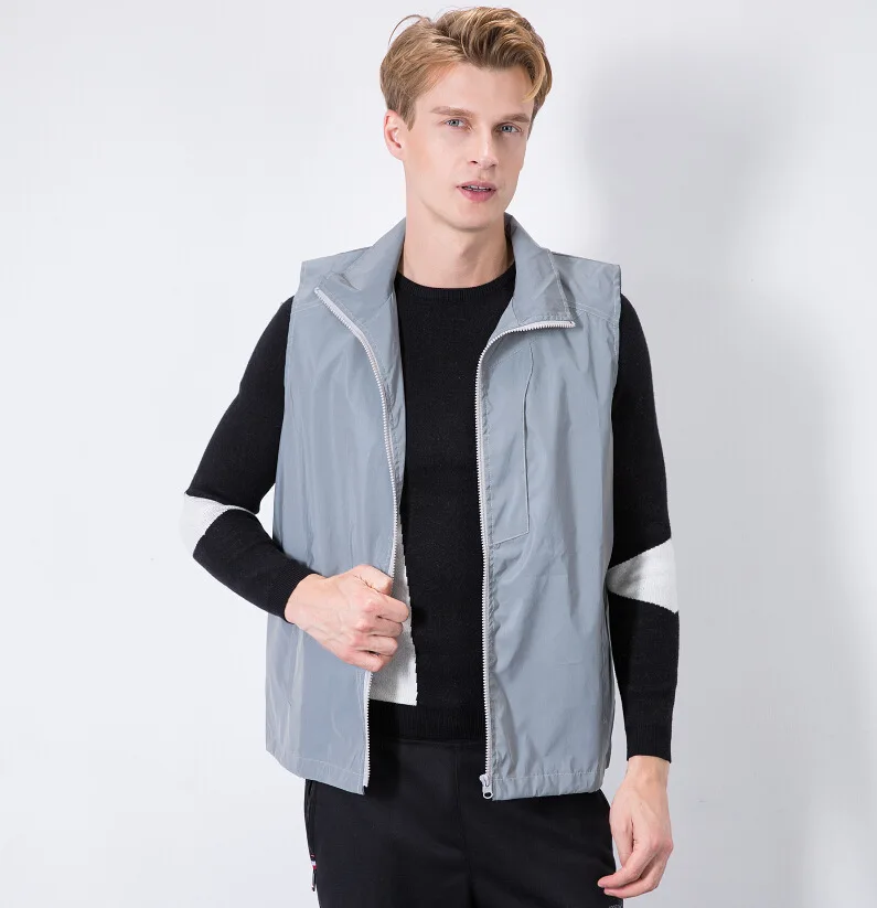 Top quality men women vests reflective spring autumn night sleeveless jackets hip hop streetwear reflect light waistcoat | Мужская
