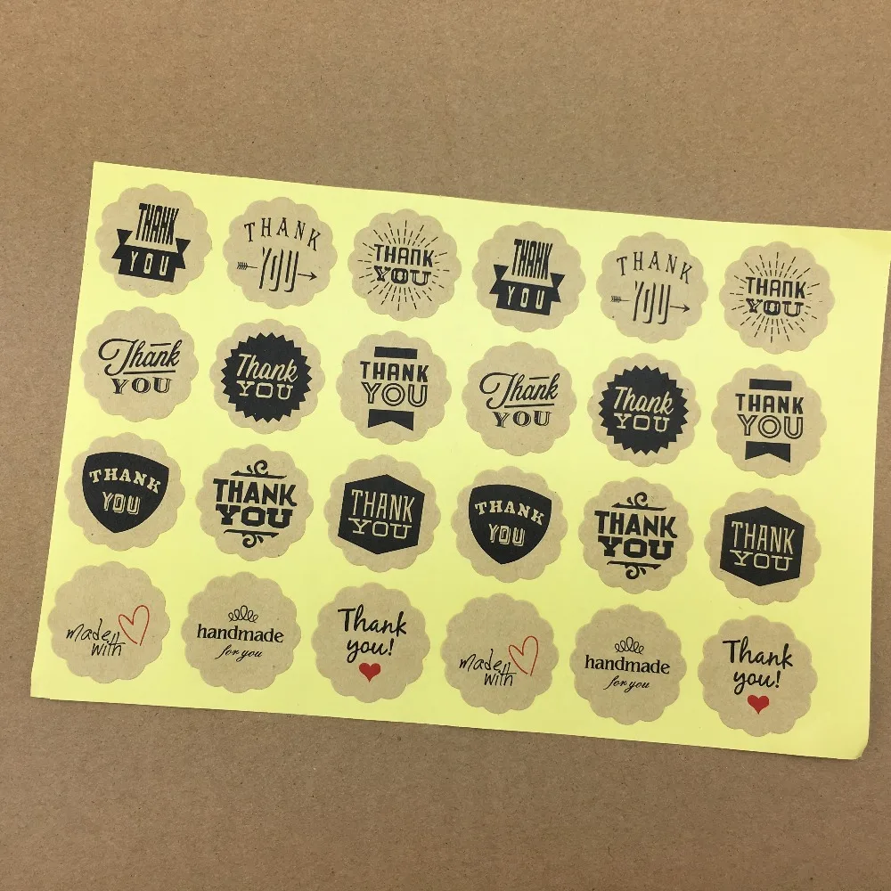 120 шт. стикеры ручной работы стиль 12 дизайн винтажная крафт бумага спасибо