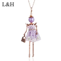 2018 french paris girl statement jewelry for women cute lace floral dress dancing doll pendant big choker necklace collier femme