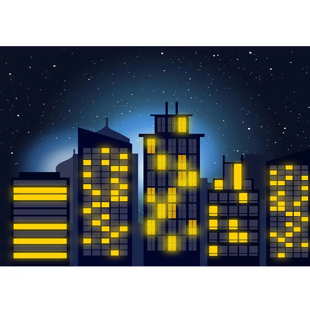 City Lights Surper Hero Photography Backdrops Vinyl Photo Studio Backgrounds for Baby Children Birthday Party Photobooth | Электроника