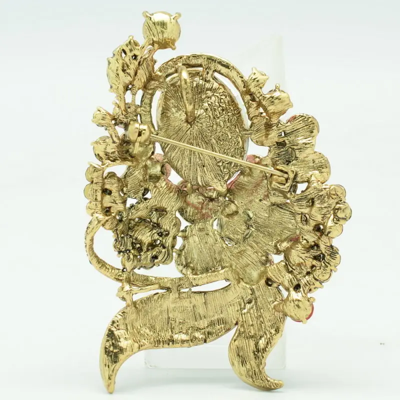 Оптовая продажа брошь в виде зеленого листа с цветком булавки стразы хрустальные