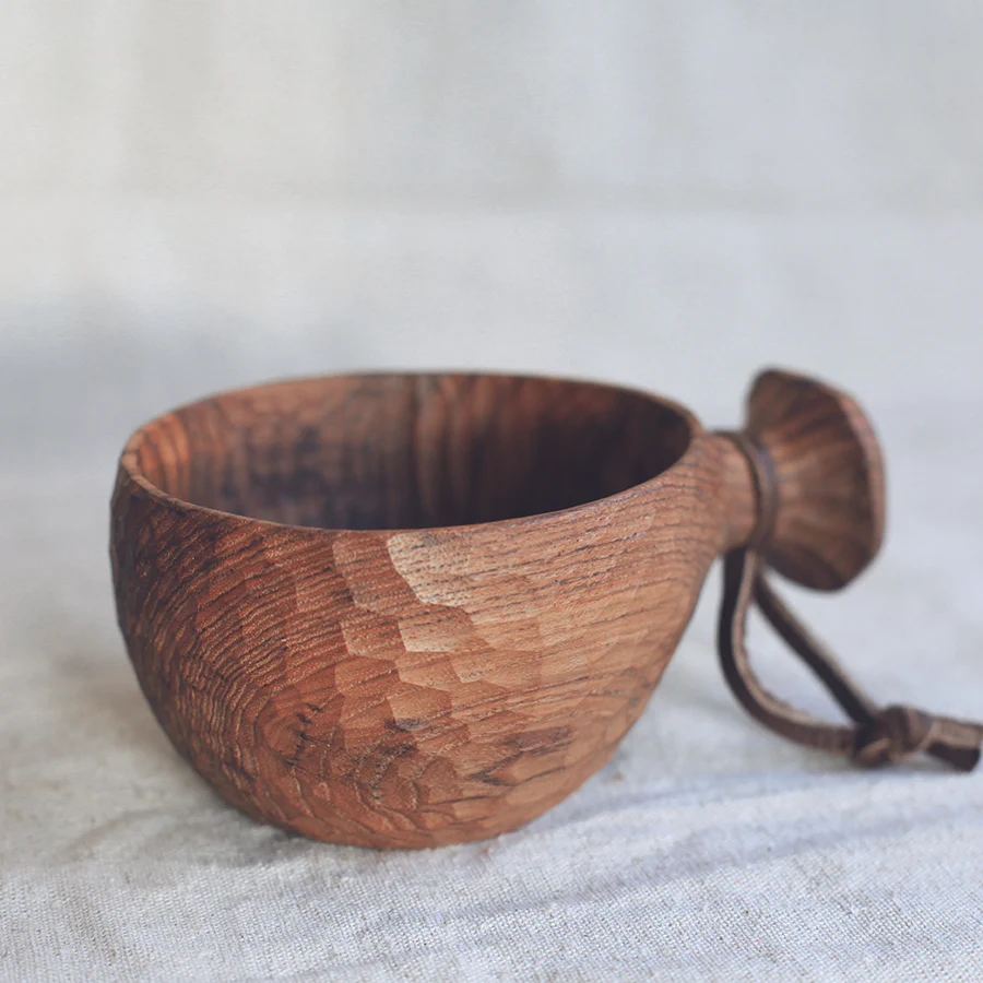 Чаша из тикового дерева ручной работы с ручкой Бирма Тик легко переносить