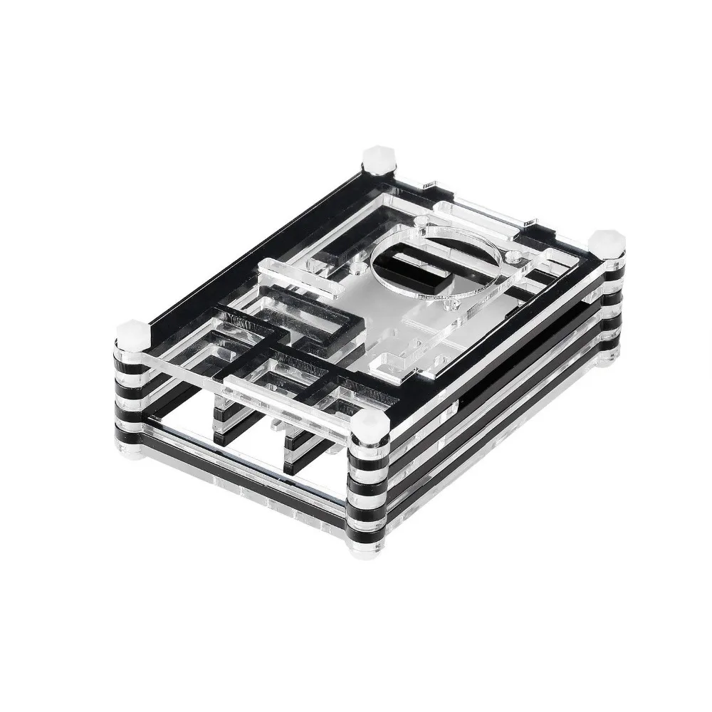 Акриловая коробка чехол 4 в 1 комплект для Raspberry Pi 3 + с мини вентилятором