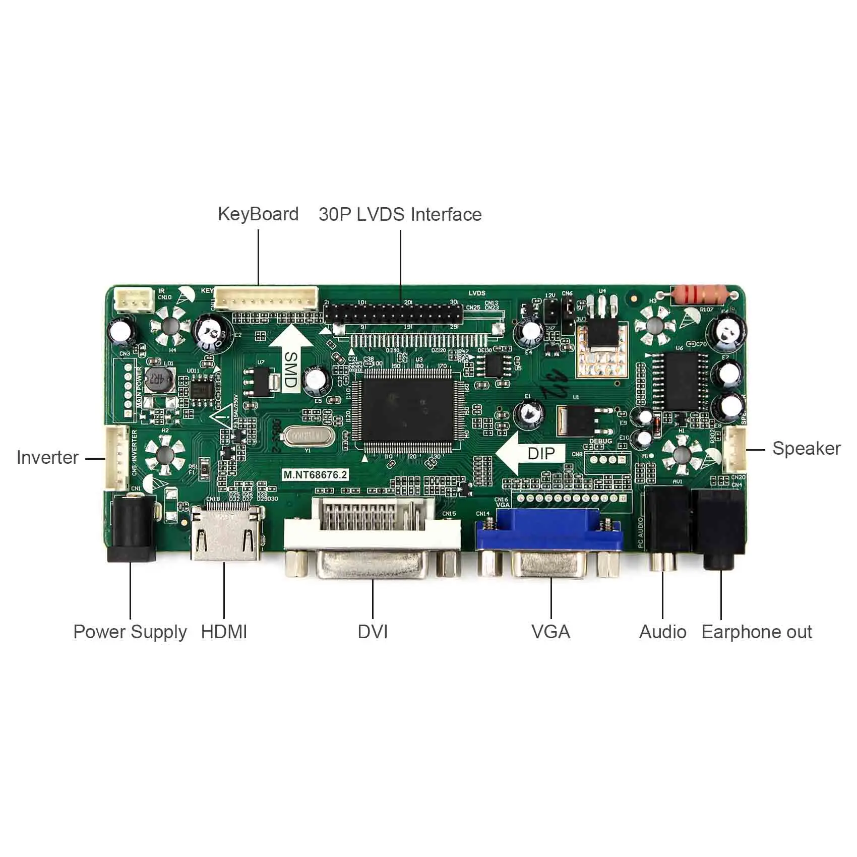 Плата контроллера аудиосигнала HD MI DVI VGA M.NT68676 5 дюймов ZJ050NA 08C 640x480 Lcd с сенсорной