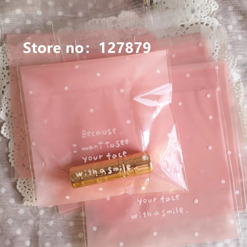 50pcs/lot 14x14cm 3 colors Plastic Christmas Gift Bag White Dots OPP Birthday Party Wedding Cookie Candy Packaging | Дом и сад