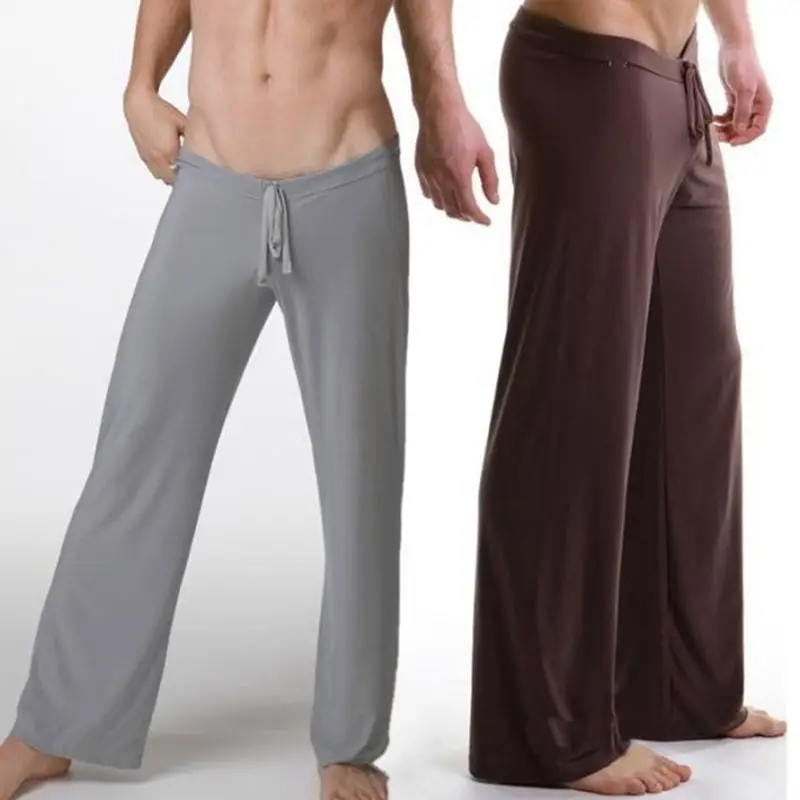 Pajama Hombre Lounge Pants Men Sleep Men's Casual Trousers Soft Comfortable Bottoms Homewear Pajama Lacing Loose Solid Satin
