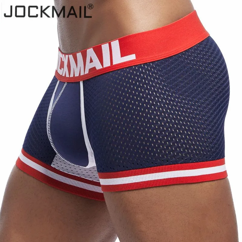Мужские трусы боксеры JOCKMAIL сексуальные хлопковые с сеткой и u образным карманом