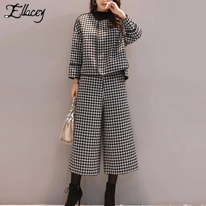 Ellacey/осенне-зимние шерстяные пальто женские деловые брюки костюмы