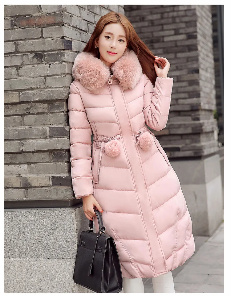 New brand women cotton down jackets women's winter coats black pink cotton-down super warm waterproof windproof slim long parkas