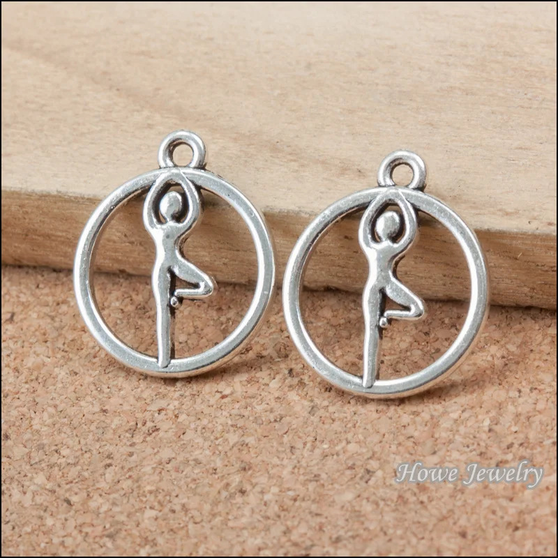 150 шт. винтажный Йога Кулон Шарм в античном стиле Серебряный кулон Сделай Сам