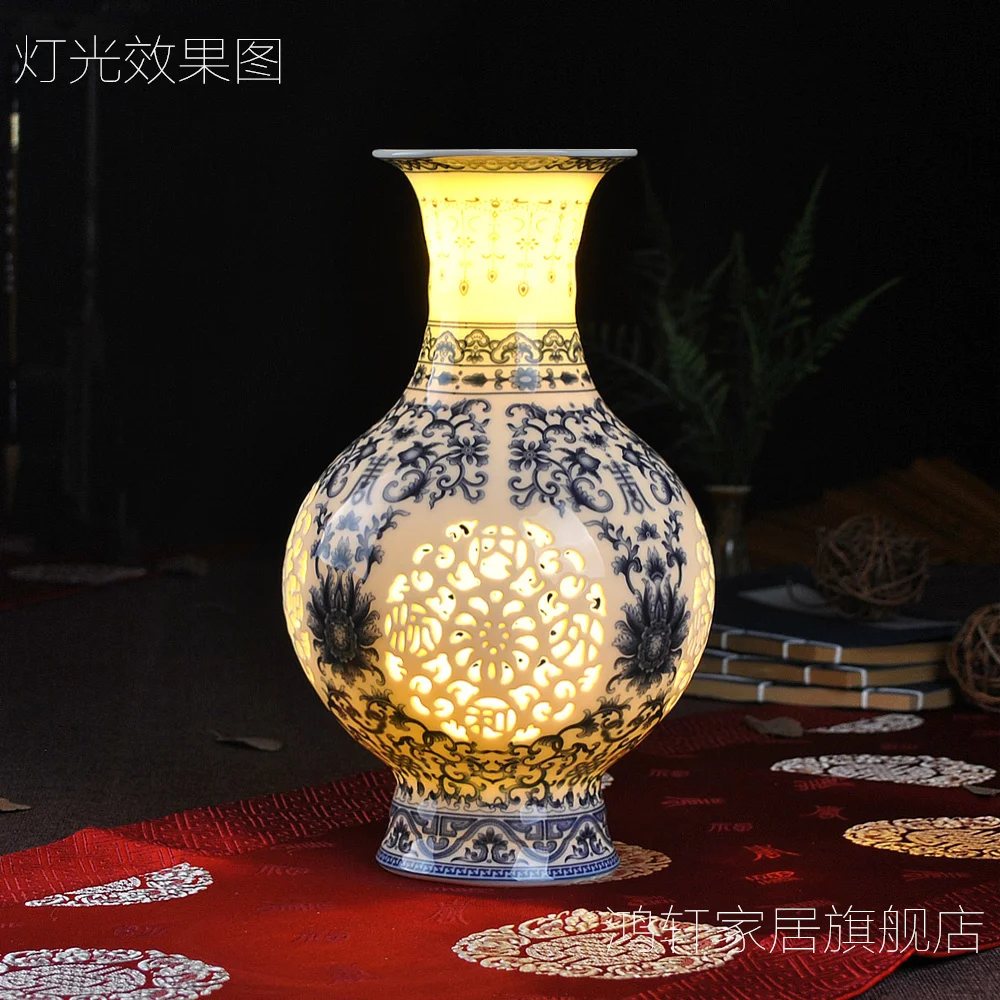 

Jingdezhen ceramics porcelain hollow thin embryo handicraft vase ornaments of modern classical furniture and ornaments