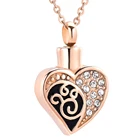 Индивидуальная Подвеска для кремации в форме сердца из нержавеющей стали IJD7711 с кристаллами, ожерелье для сувенира, памятное очаровательное женское ювелирное изделие с урной