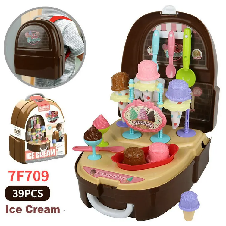 7F709 ICE CREAM Детская кухонная Игрушка Доктор/комод/Шахматы/мороженое ролевые игры Рюкзак Детские игрушки для девочек мальчиков 3 года - Цвет: 7F709 ICE CREAM