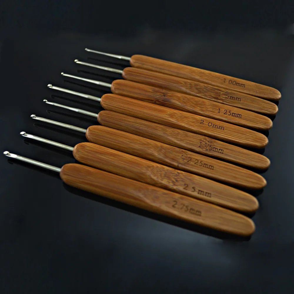 Набор вязаных крючком крючков с бамбуковой ручкой 8 шт./компл. | Дом и сад