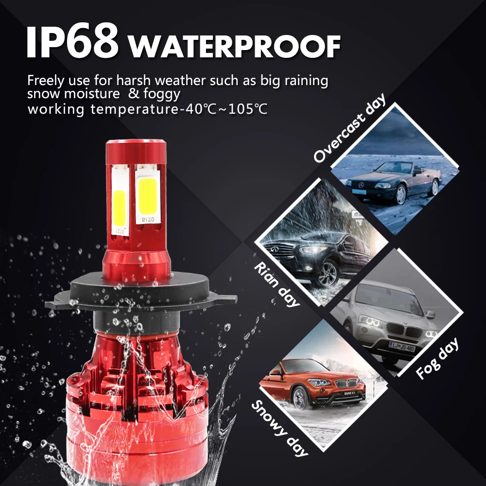 Новая Cree Cob Чип Автомобильная фара H7 светодиодный H4 H8/H9/H11 HB3/9005 HB4/9006 H10 H16 лампа авто