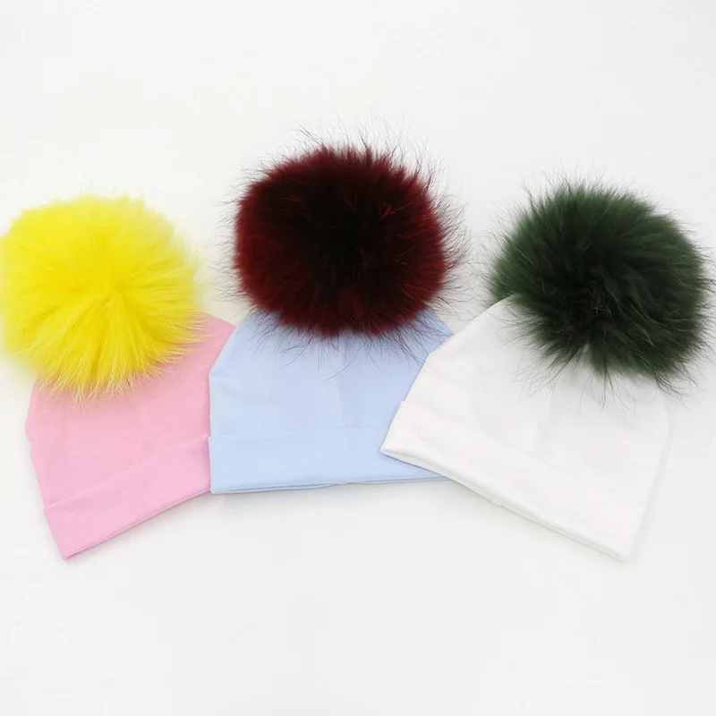 Детская шапка GZHILOVINGL с помпоном из натурального меха 5 2 года|pom pom hat|pom hatsknit beanie hat |
