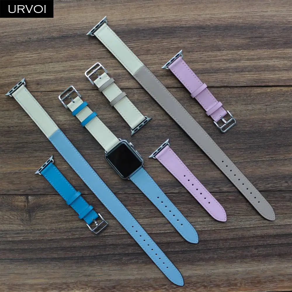 URVOI 2014 новый двойной ремешок для Apple Watch series 5 4 3 2 1 петля из натуральной кожи iwatch