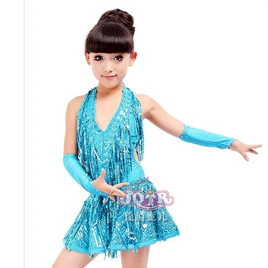 

Children Ballroom Dance Dress Blue/Rose Ballroom Dresses Children S-XL Latin Dresses For Sale Flamenco Skirt Free Shipping