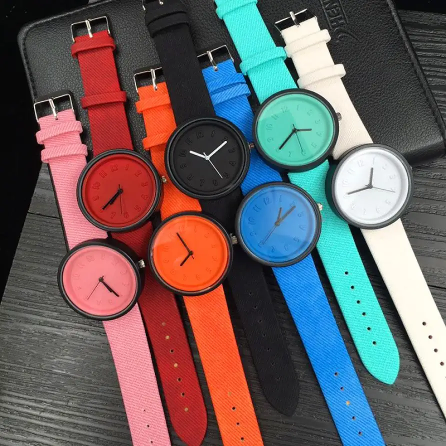 Reloj Mujer Женские Унисекс Простые Модные часы с цифрами кварцевые холщовые наручные ремешком для