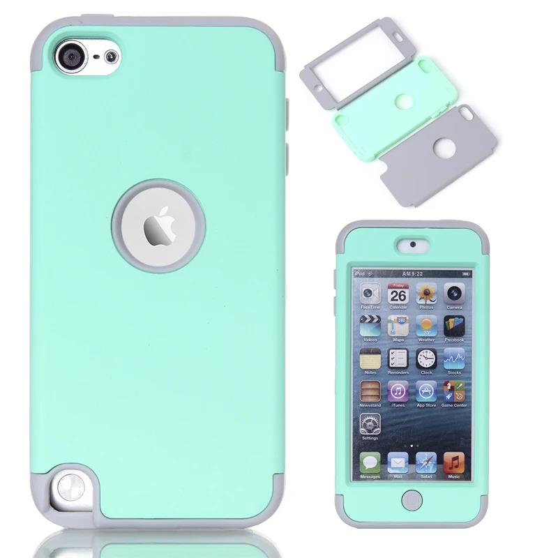 Multi Colors Impact Hard &amp Soft Silicone Hybrid Shockproof Case Cover For iPod Touch 5 6th Generation w/Screen Film+Stylus Pen |