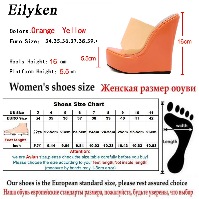 Женские шлепанцы из ПВХ EilyKen желто оранжевые однотонные на платформе размер 35