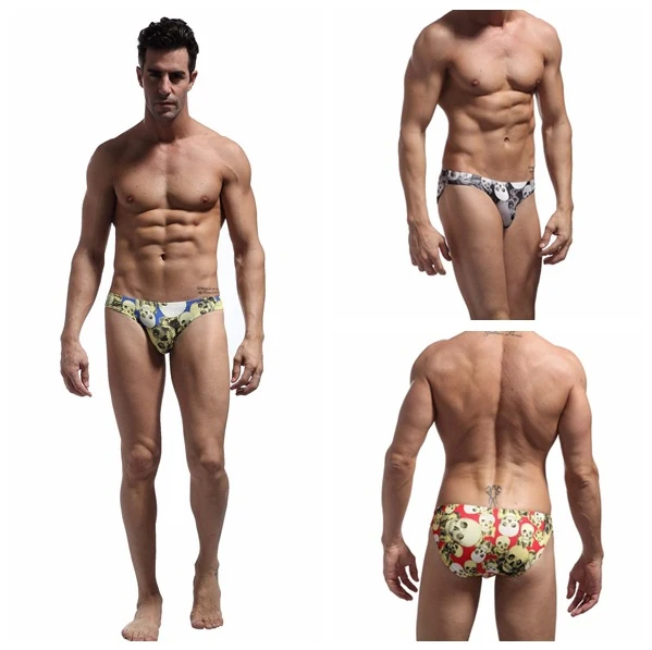 

Underwears Men Sexy Mini Skeleton Print Briefs Low rise Smooth Nylon Male Underwear Briefs Brave Person