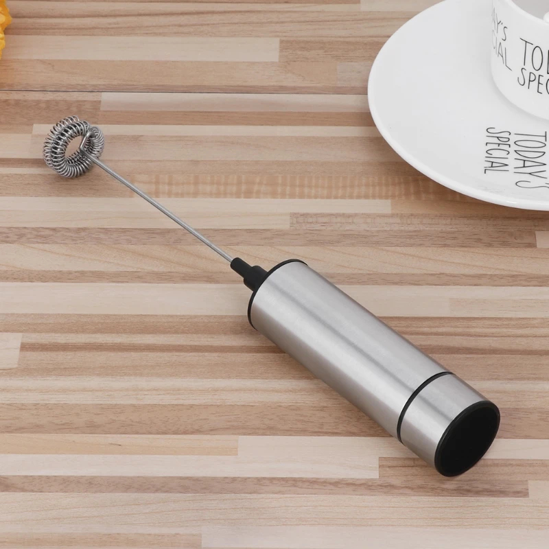 

Powerful Electric Milk Frother With 2pcs Stainless Steel Handheld Spring Whisk Foam Maker for Coffee Kitchen Appliance