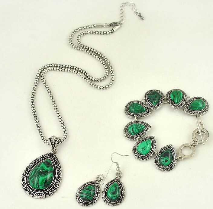 Женский Свадебный комплект из ожерелья и сережек браслета натурального зеленого
