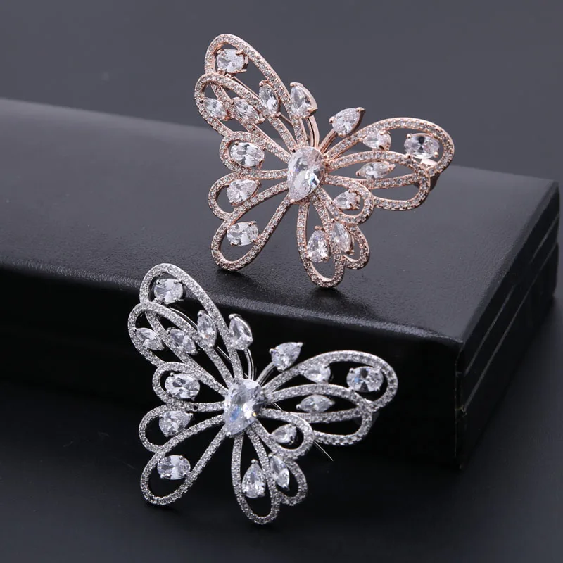 Модные булавки AAA + с цирконием брошка Бабочка И для женщин платья свадьбы