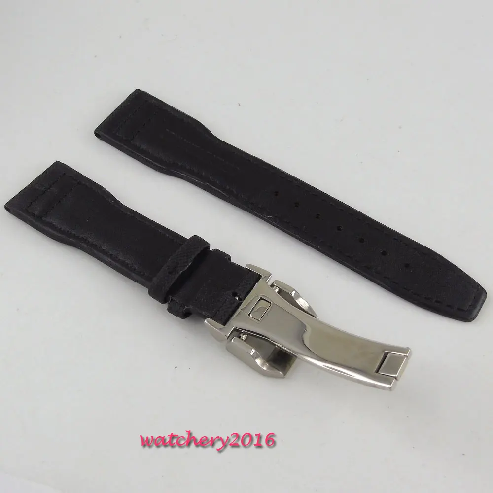 22 мм черный кожаный ремешок Застежка для часов|deployant clasp|clasps for watchesleather strap |