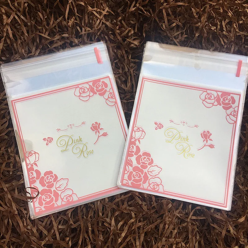 100 шт пластиковые opp розовое красное Печенье Хлеб подарок самоклеющиеся