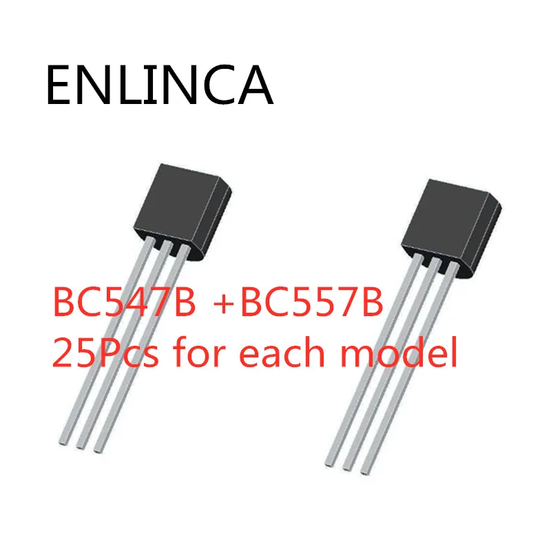 50 шт. BC547+ BC557 каждый 25 шт. BC547B BC557B Силовые транзисторы NPN PNP транзисторов TO-92 Мощность транзисторный Триод вещевой мешок
