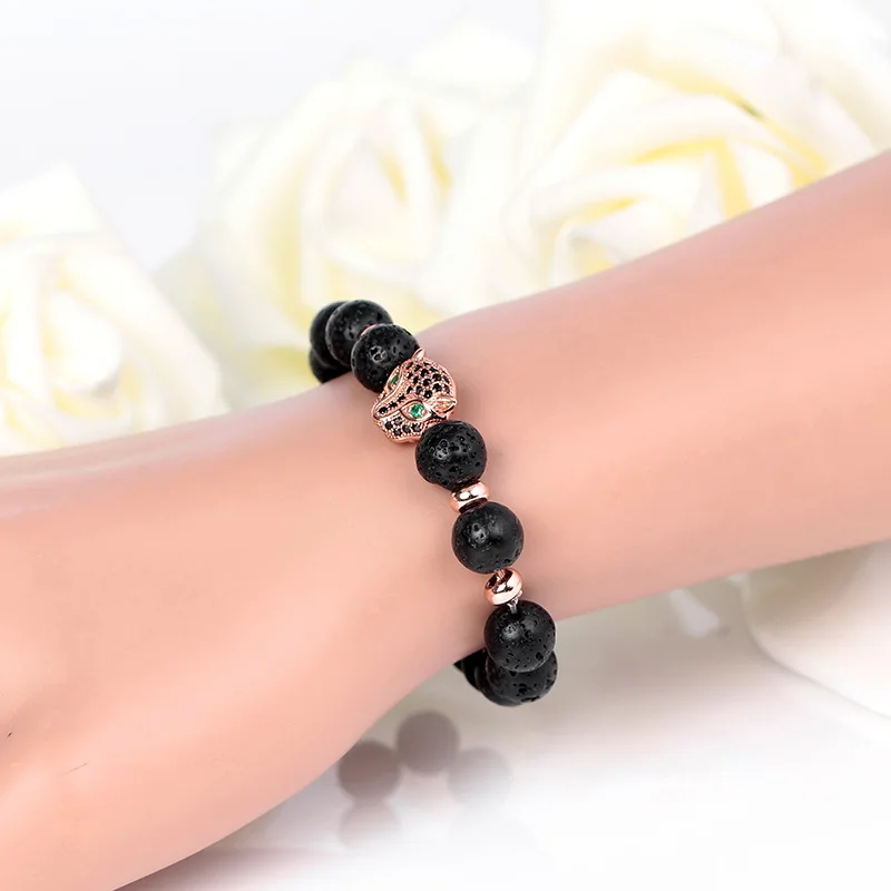 Браслеты из бусин 8 мм лавы нанизанных на нить высококачественные роскошные с