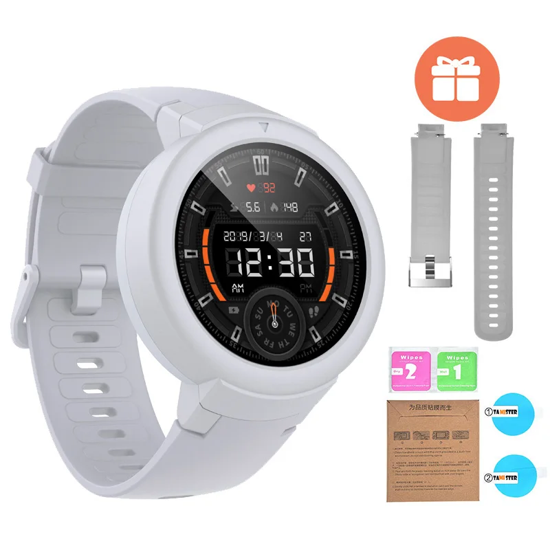 White n gray strap Английский Huami Amazfit Verge Lite gps Смарт часы 1," AMOLED экран IP68 20 дней работы от батареи наручные часы для мужчин - Цвет: White n gray strap
