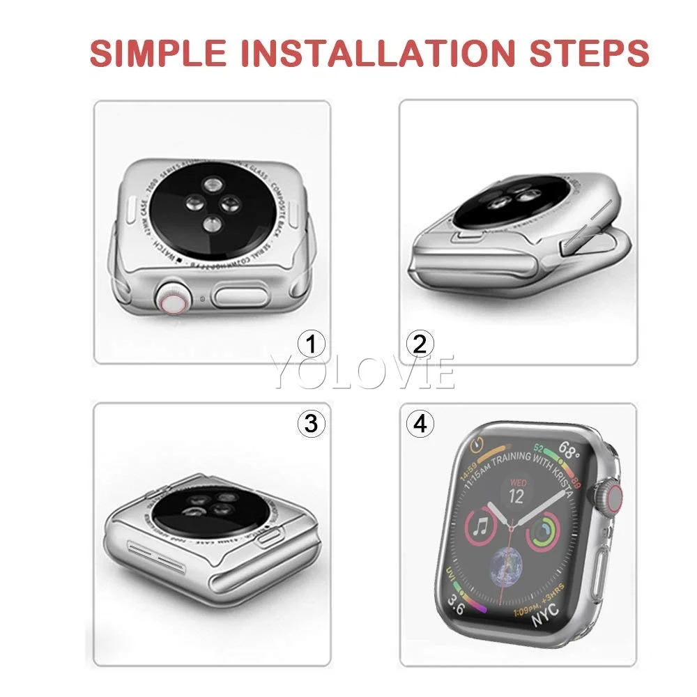 Силиконовые полная защитная крышка для экрана Apple Watch серии 4 44 мм 40 ультра тонкий