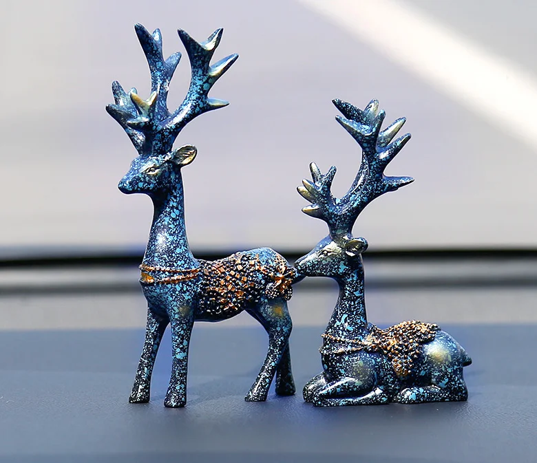 2 шт./лот, креативные интерьерные украшения Lucky Deer, украшение автомобиля, креативный подарок, пара оленей, гостиная, домашняя смола для мебели